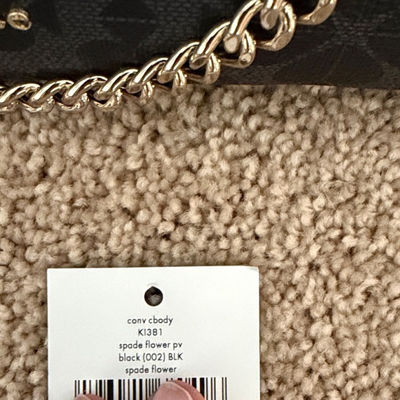 Kate Spade Black floral spade Pattern Shoulder Bag with Gold Chain and CB Strap - Picture 5 of 13